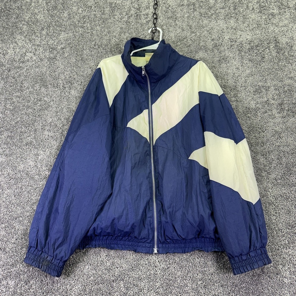Vtg Pro Spirit Jacket Mens XL Blue Colorblock Windbreaker Full Zip Nylon 90s